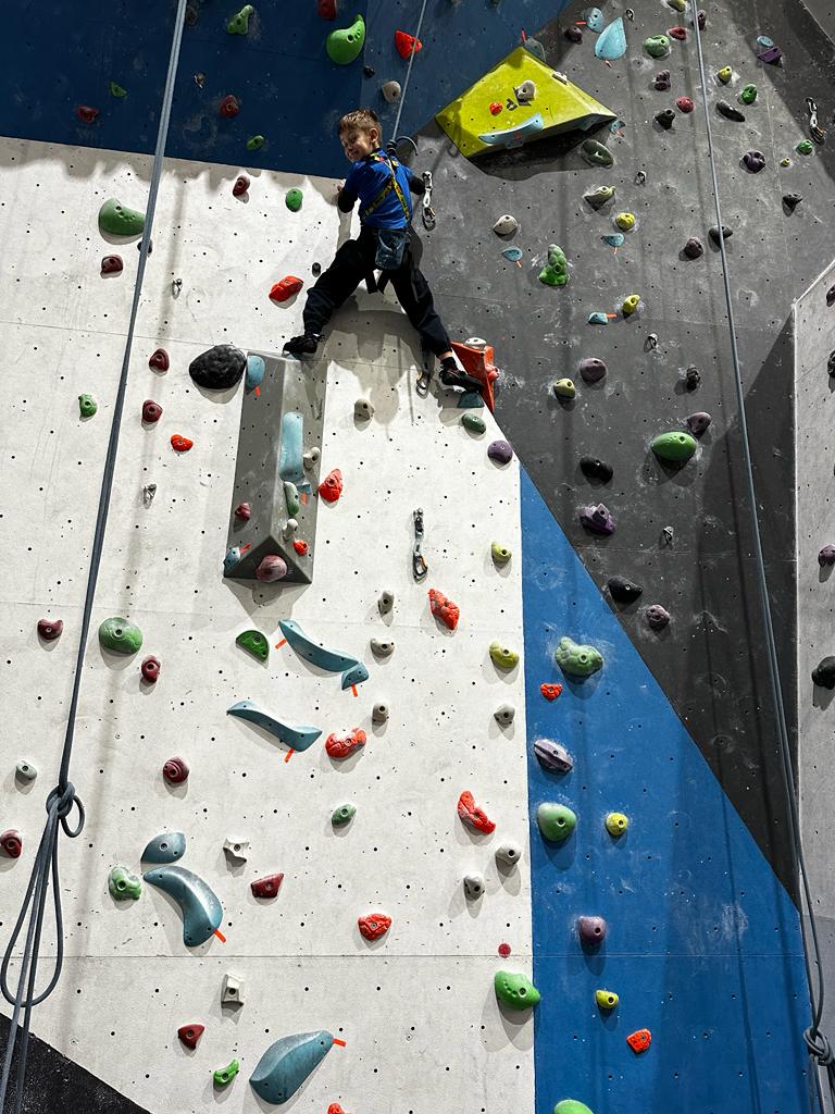 Enrique on the climbing wall